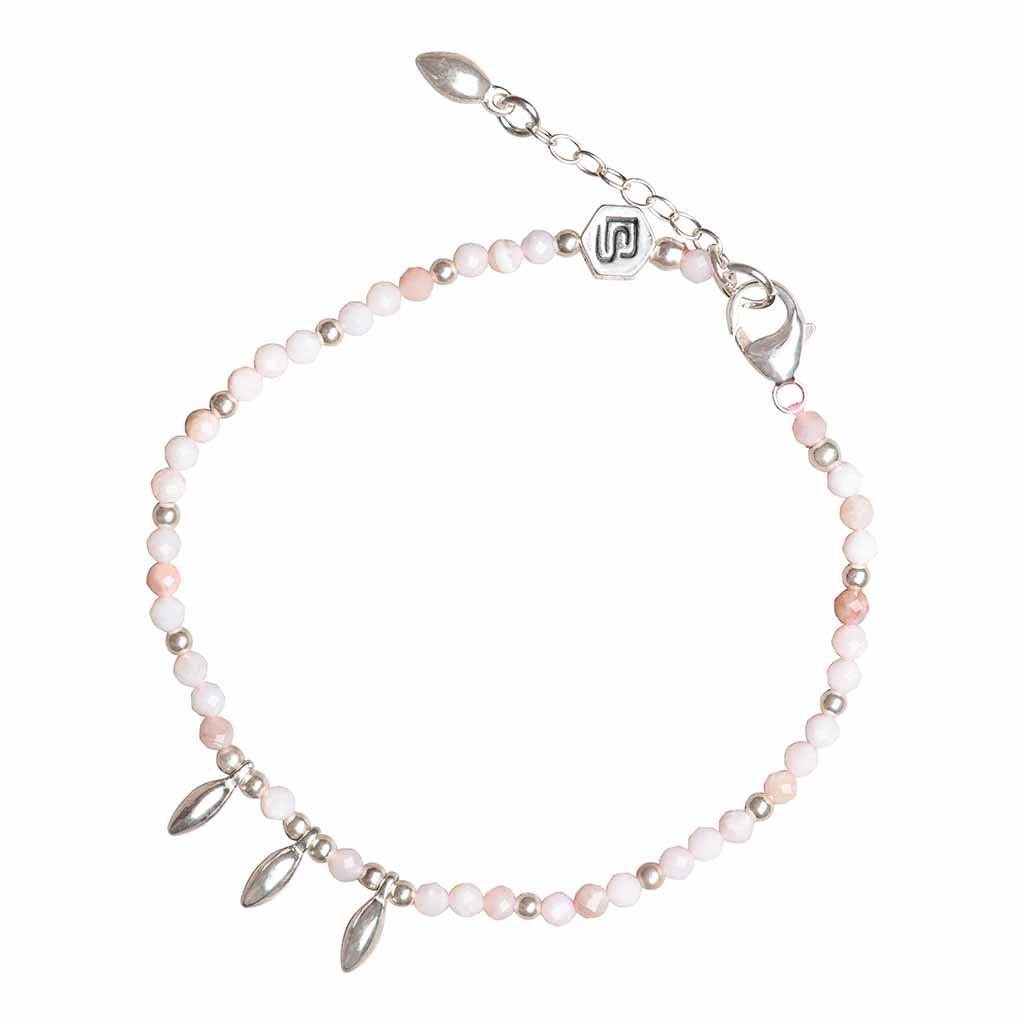 Armband Charming Rosa Opal Silber