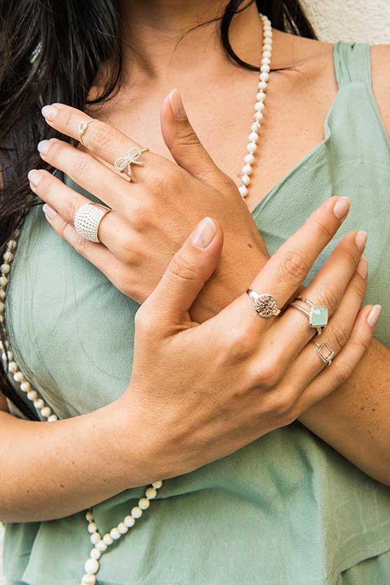 Ring Palm Chalcedony Silber